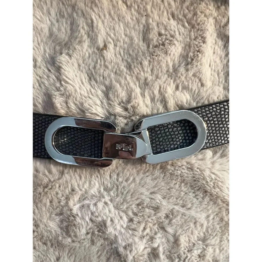 Lauren Ralph Lauren Women's Black Stretch Belt with Silver Clasp